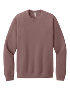 Front View of Mauve BELLA+CANVAS Unisex Sponge Fleece Raglan Sweatshirt. BC3901