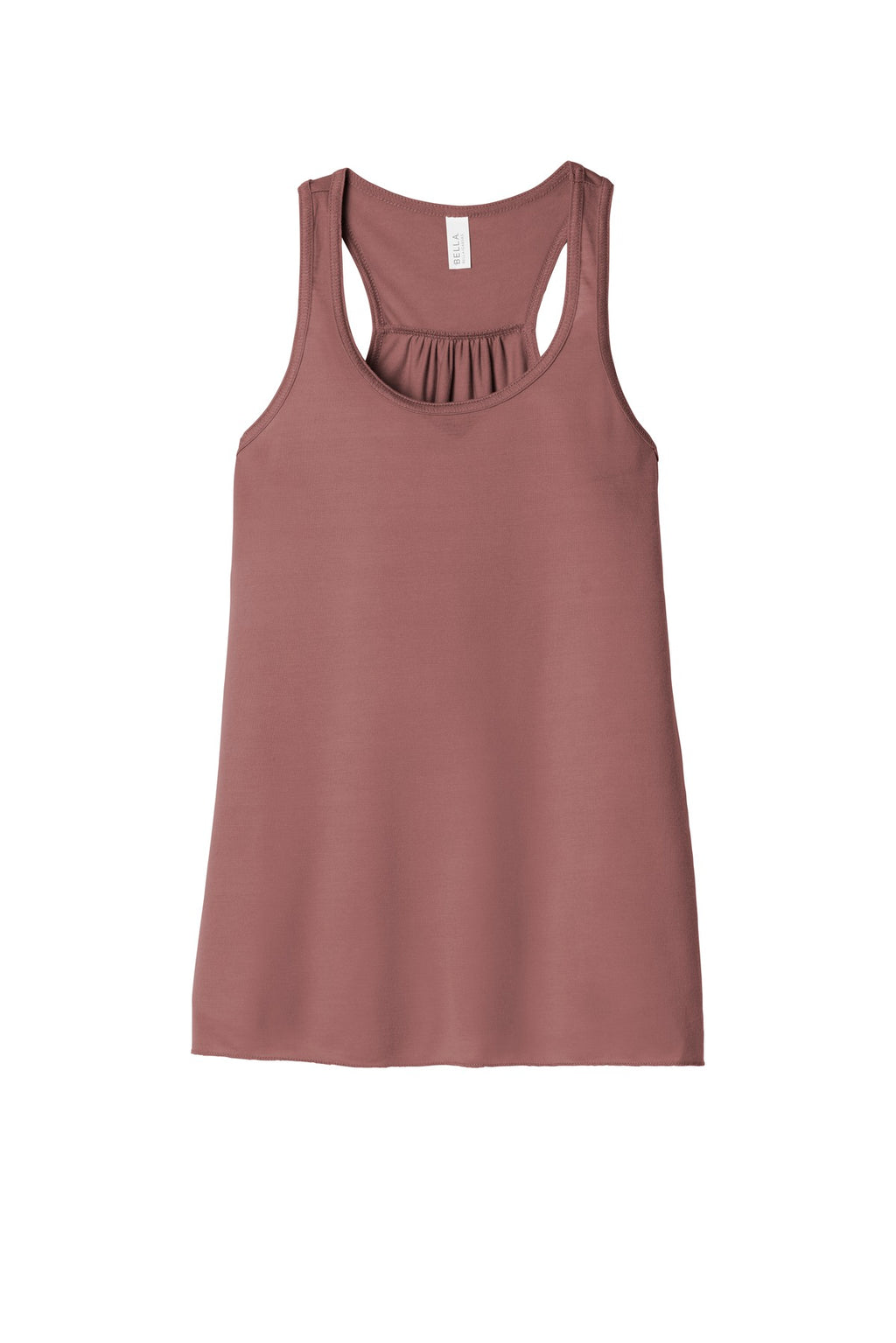 Front View of Mauve BELLA+CANVAS Women's Flowy Racerback Tank. BC8800