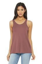 Front View of Mauve BELLA+CANVAS Women's Flowy Racerback Tank. BC8800