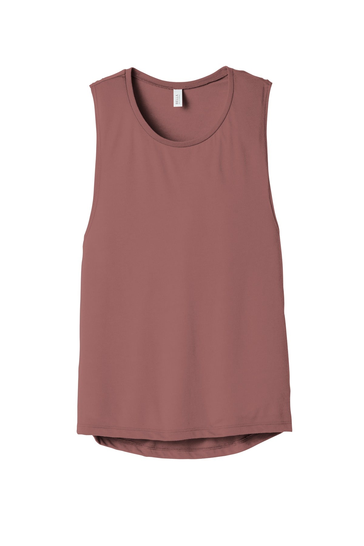 Front View of Mauve BELLA+CANVAS Women's Flowy Scoop Muscle Tank. BC8803