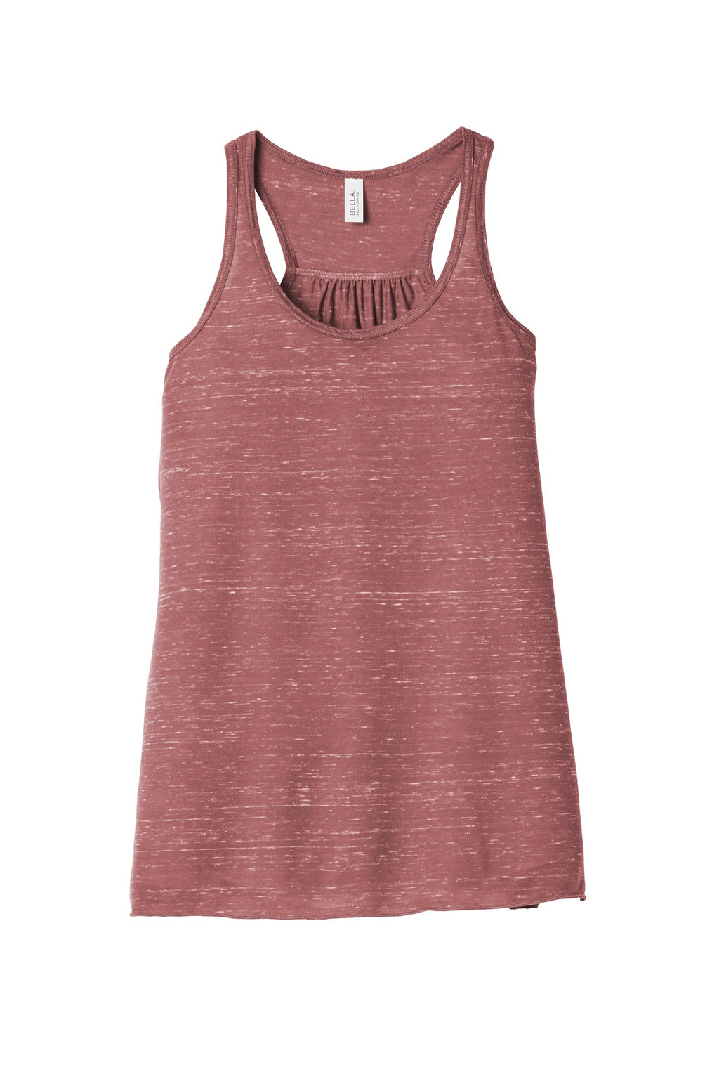 Front View of Mauve Marble BELLA+CANVAS Women's Flowy Racerback Tank. BC8800