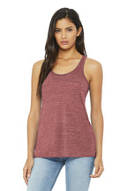 Front View of Mauve Marble BELLA+CANVAS Women's Flowy Racerback Tank. BC8800