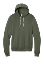 Front View of MilGreen BELLA+CANVAS Unisex Sponge Fleece Pullover Hoodie. BC3719