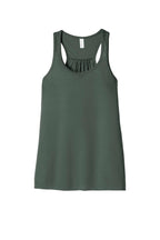 Front View of Military Green BELLA+CANVAS Women's Flowy Racerback Tank. BC8800