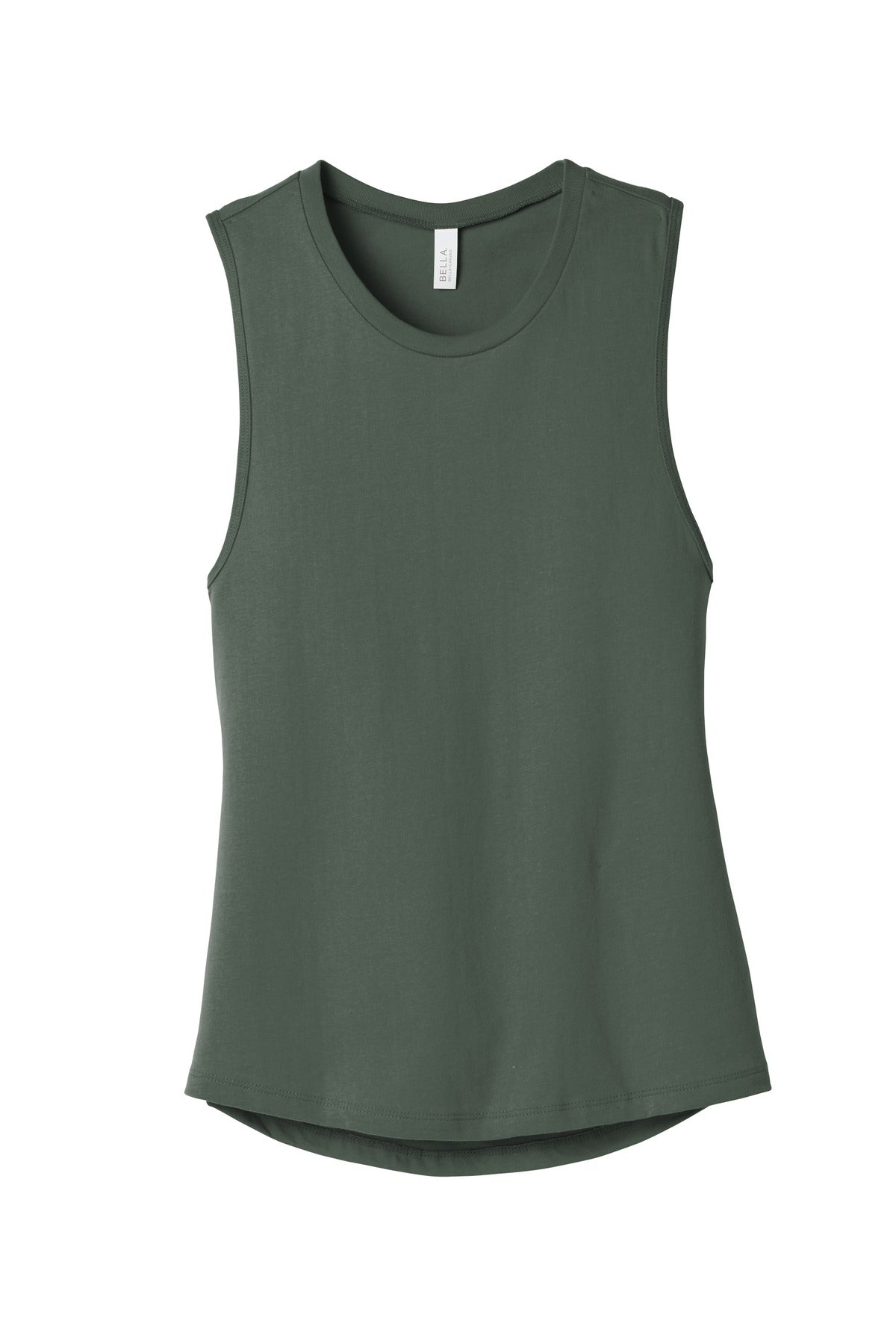 Front View of Military Green BELLA+CANVAS Women's Jersey Muscle Tank. BC6003