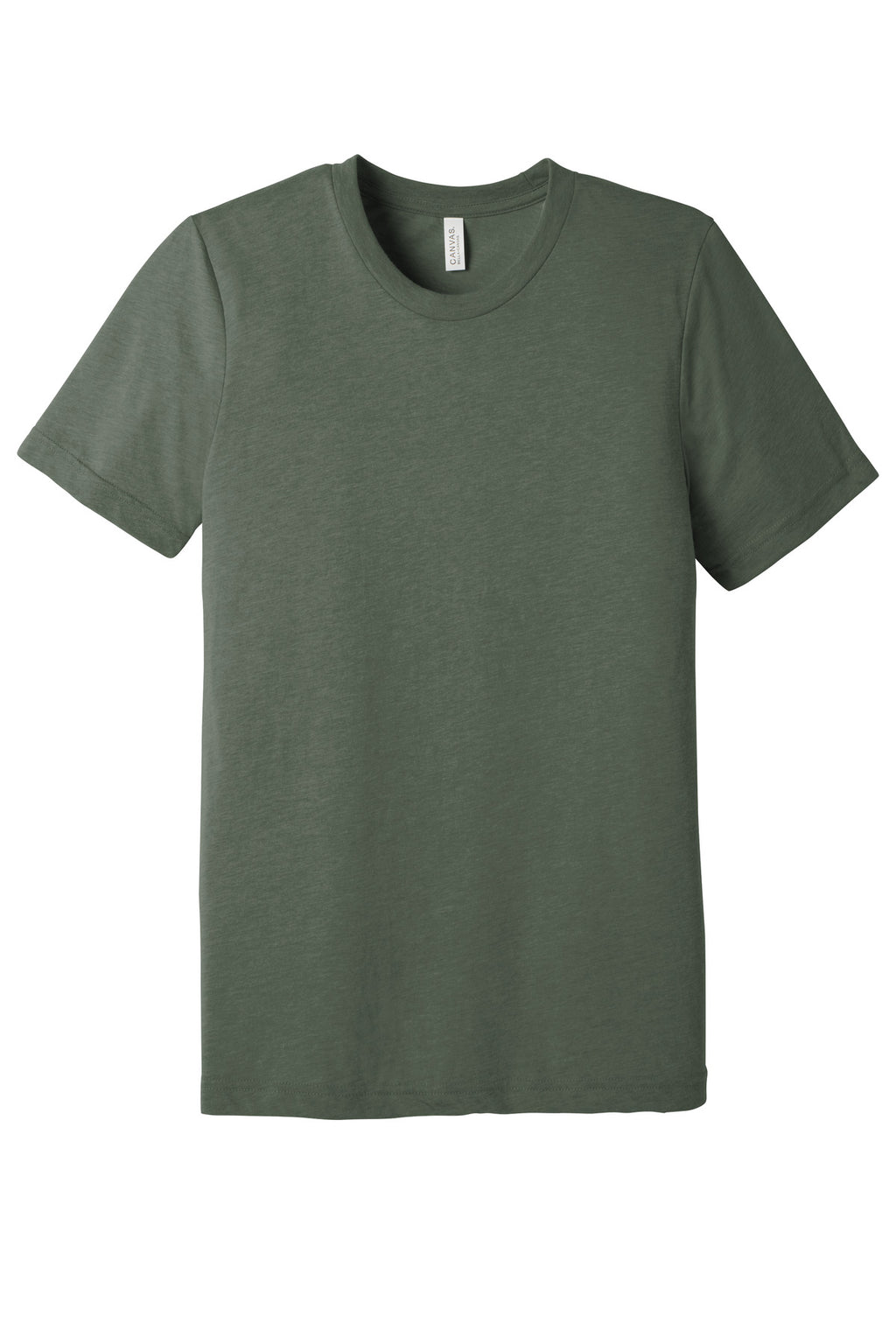 Front View of Militry Grn TB BELLA+CANVAS Unisex Triblend Short Sleeve Tee. BC3413