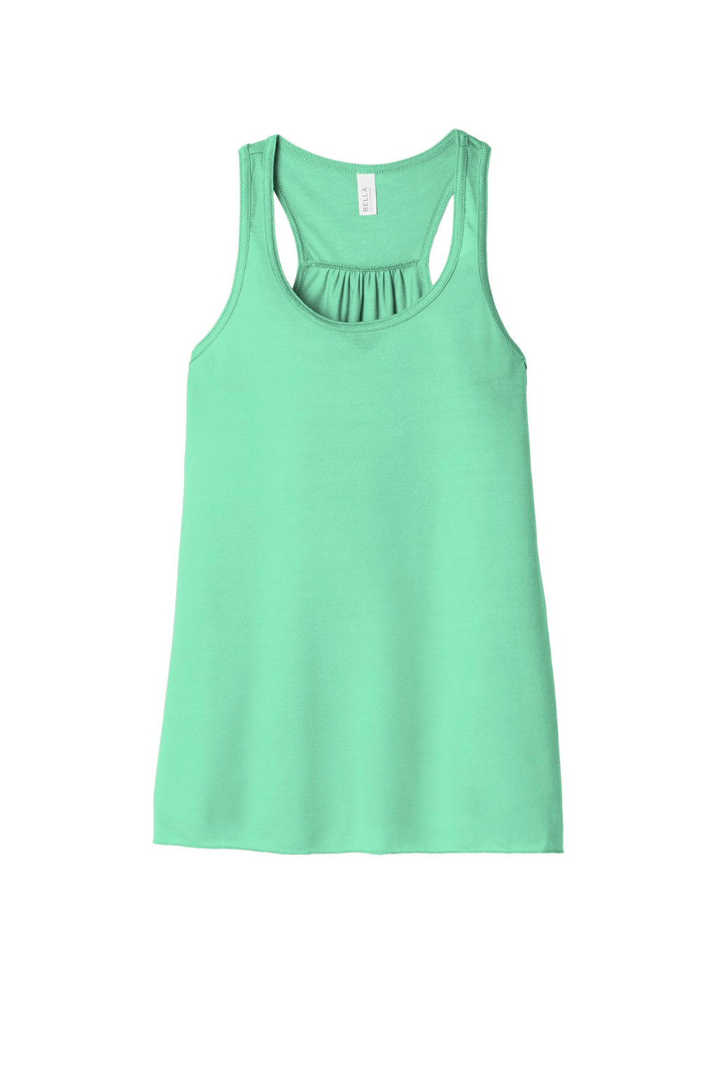 Front View of Mint BELLA+CANVAS Women's Flowy Racerback Tank. BC8800