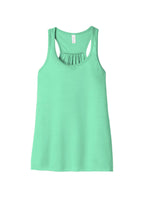 Front View of Mint BELLA+CANVAS Women's Flowy Racerback Tank. BC8800