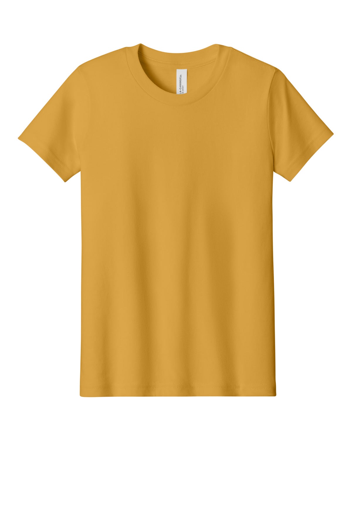 Front View of Mustard BELLA+CANVAS Youth Jersey Short Sleeve Tee. BC3001Y