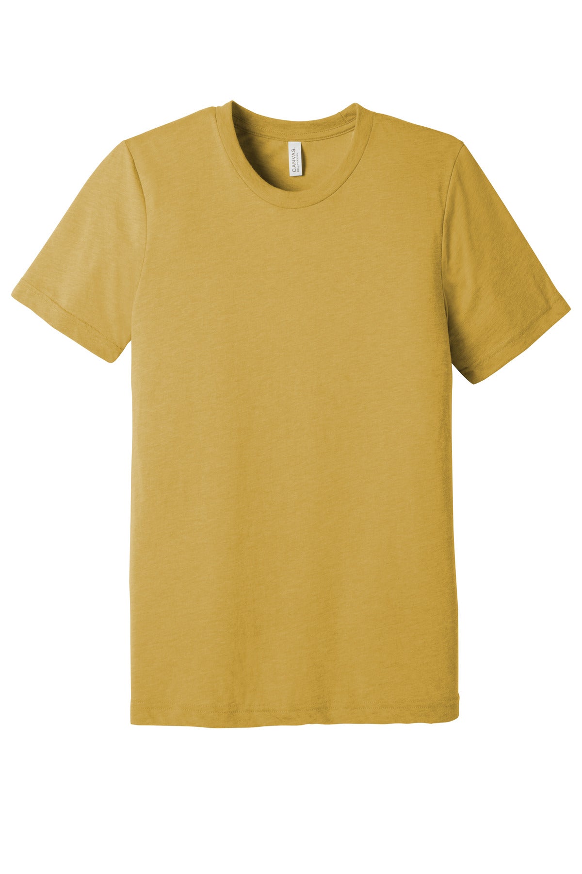 Front View of Mustard Tb BELLA+CANVAS Unisex Triblend Short Sleeve Tee. BC3413