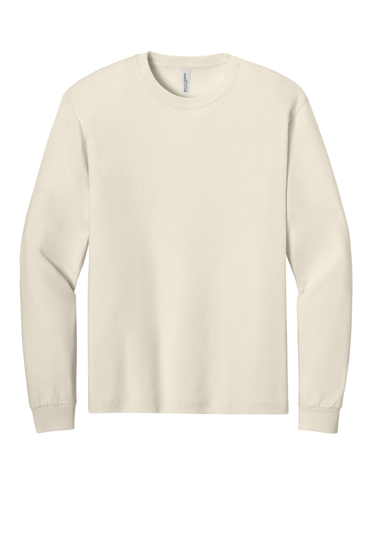 Front View of Natural BELLA+CANVAS Unisex 6-Ounce Heavyweight Long Sleeve Tee BC3511