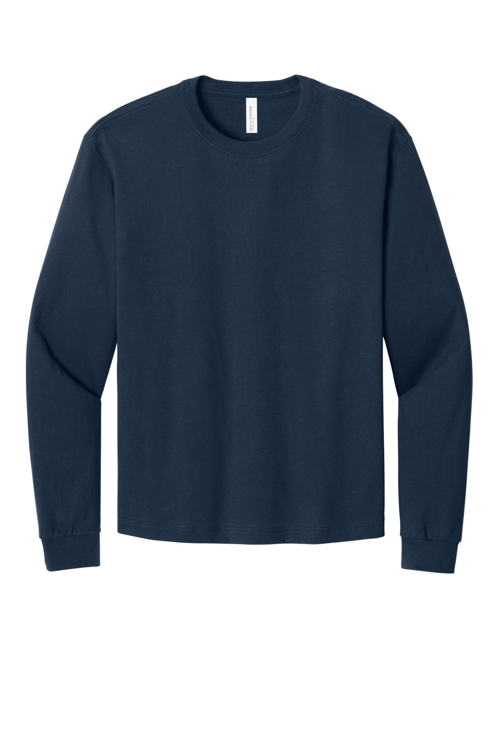 Front View of Navy BELLA+CANVAS Unisex 6-Ounce Heavyweight Long Sleeve Tee BC3511