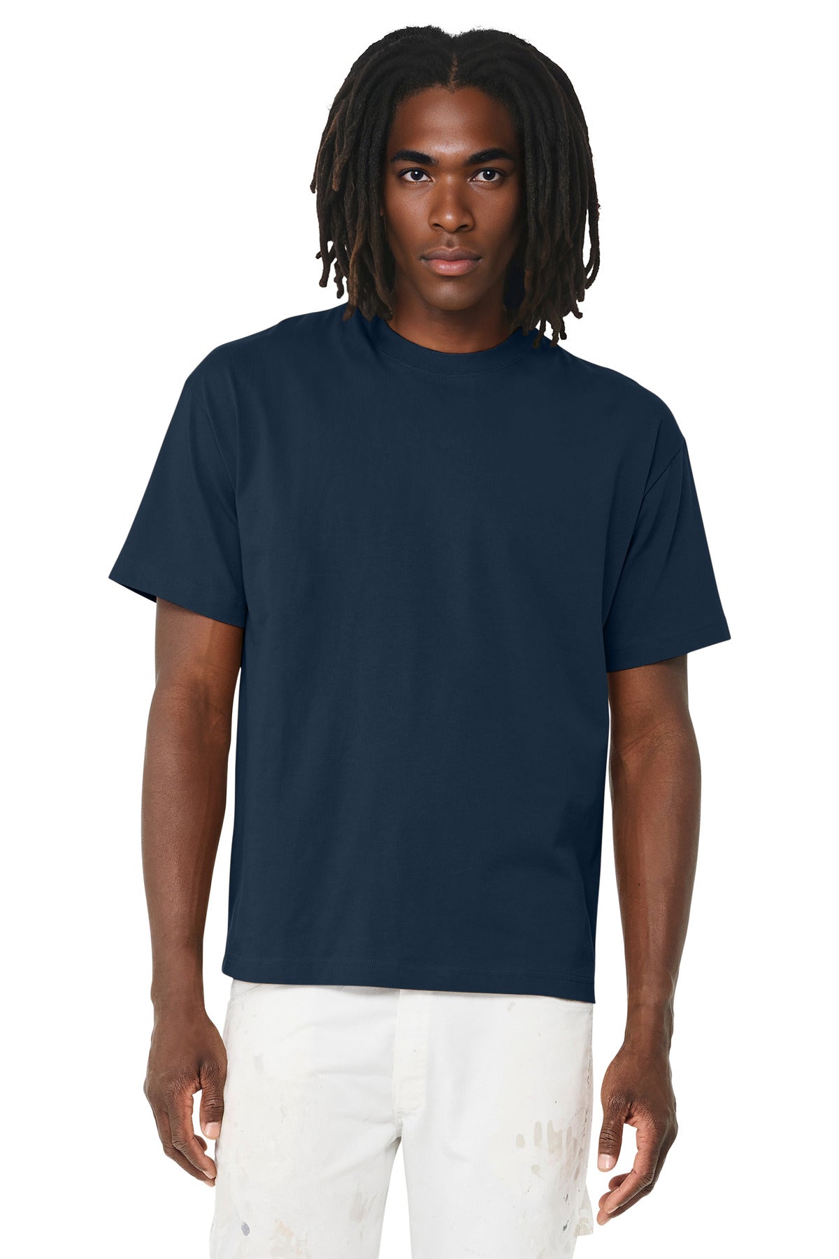 Front View of Navy BELLA+CANVAS Unisex 6-Ounce Heavyweight Tee BC3010