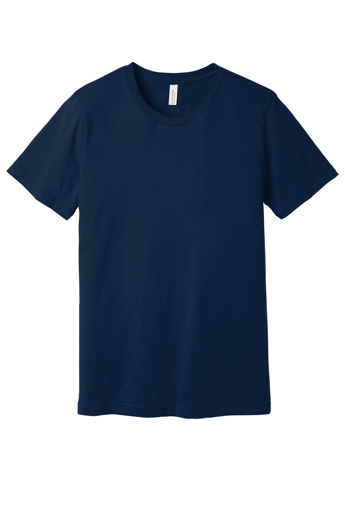 Front View of Navy BELLA+CANVAS Unisex Jersey Short Sleeve Tee. BC3001