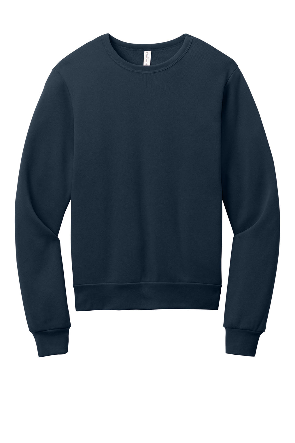 Front View of Navy BELLA+CANVAS Unisex Sponge Fleece Classic Crewneck Sweatshirt BC3911