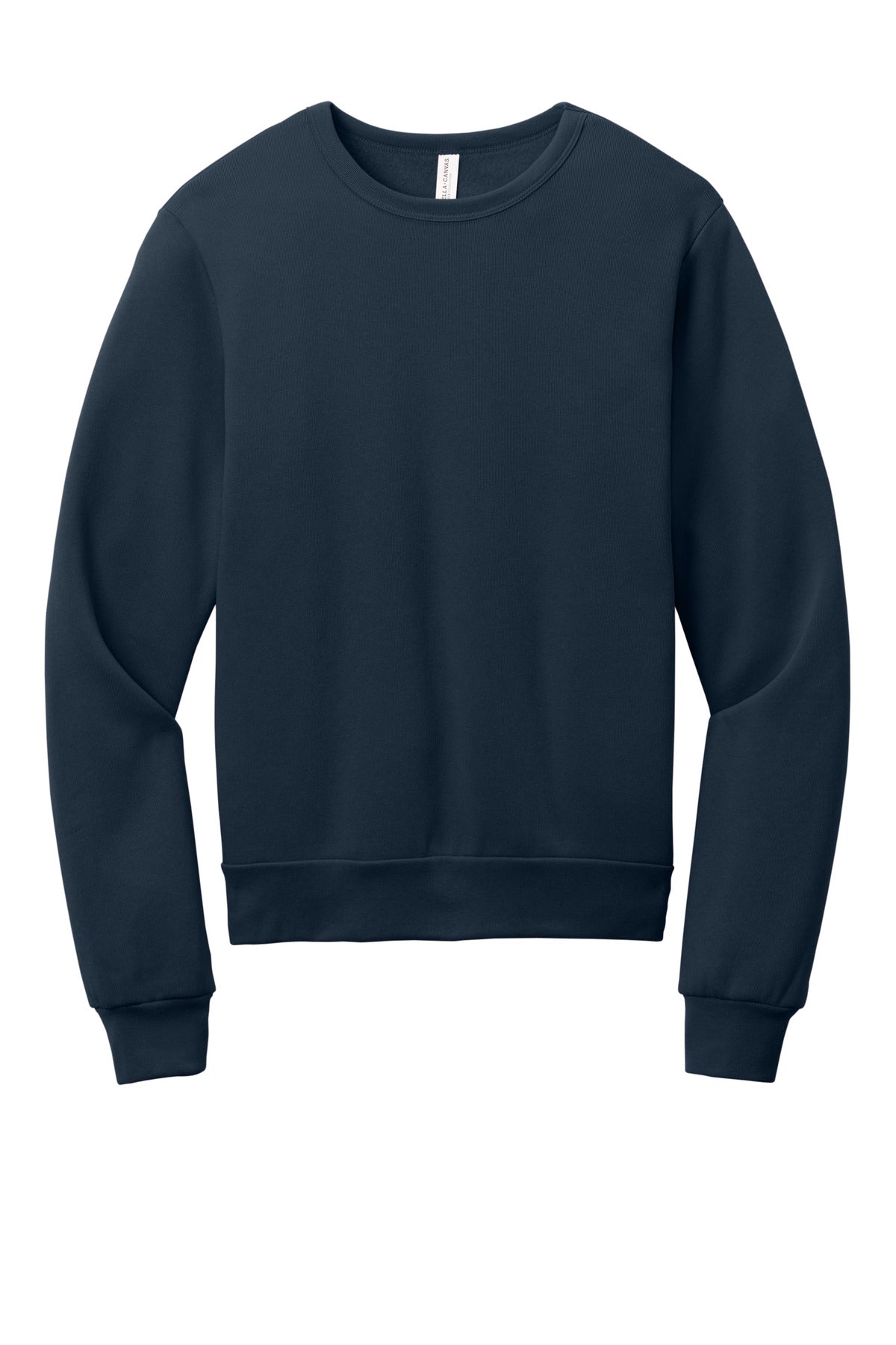 Front View of Navy BELLA+CANVAS Unisex Sponge Fleece Classic Crewneck Sweatshirt BC3911
