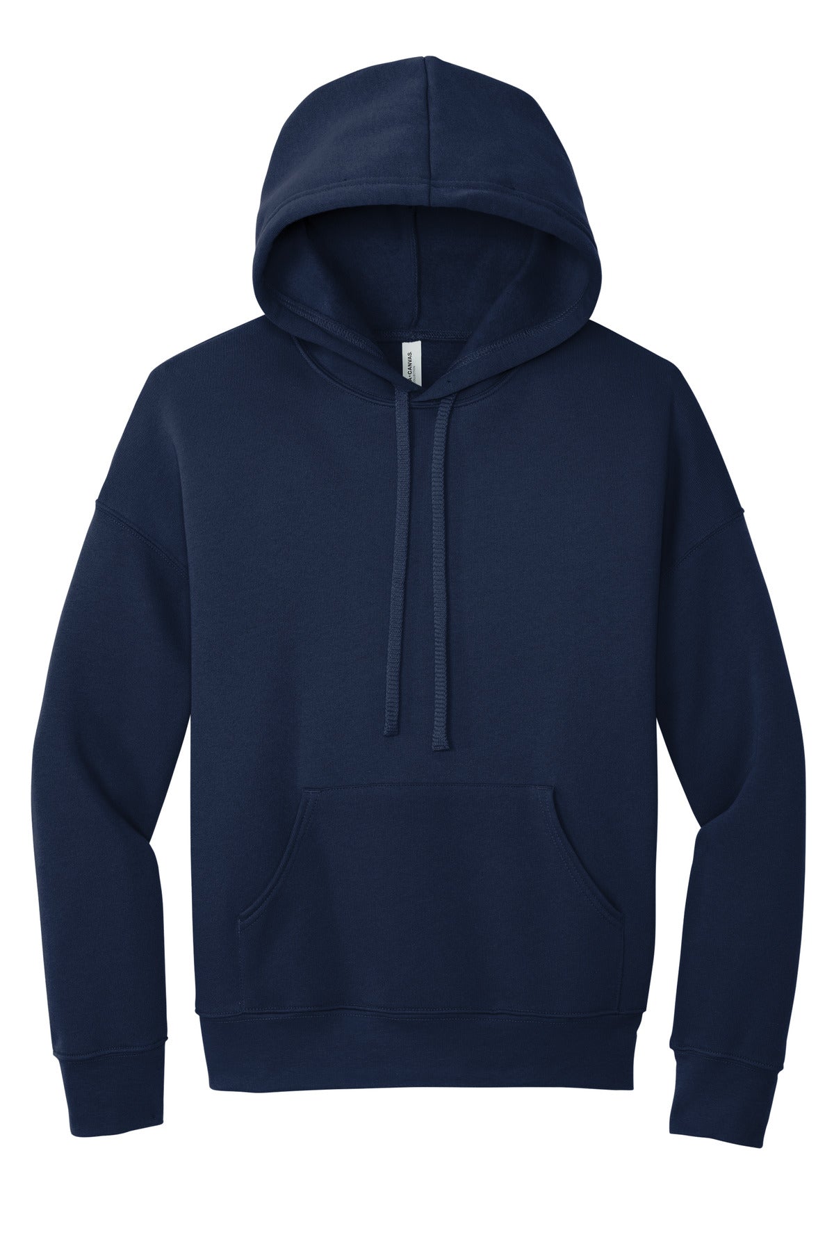 Front View of Navy BELLA+CANVAS Unisex Sponge Fleece Pullover DTM Hoodie. BC3729