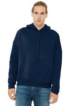 Front View of Navy BELLA+CANVAS Unisex Sponge Fleece Pullover DTM Hoodie. BC3729