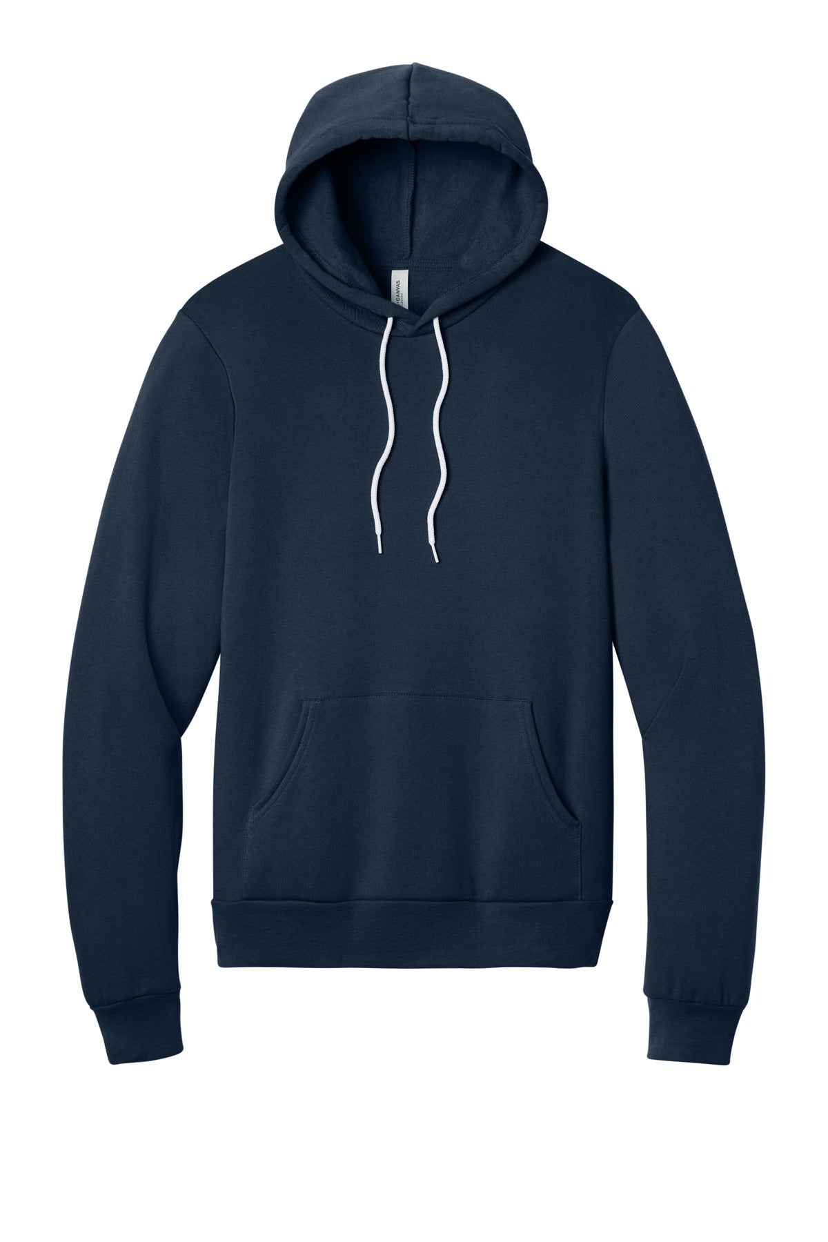 Front View of Navy BELLA+CANVAS Unisex Sponge Fleece Pullover Hoodie. BC3719