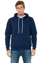 Front View of Navy BELLA+CANVAS Unisex Sponge Fleece Pullover Hoodie. BC3719