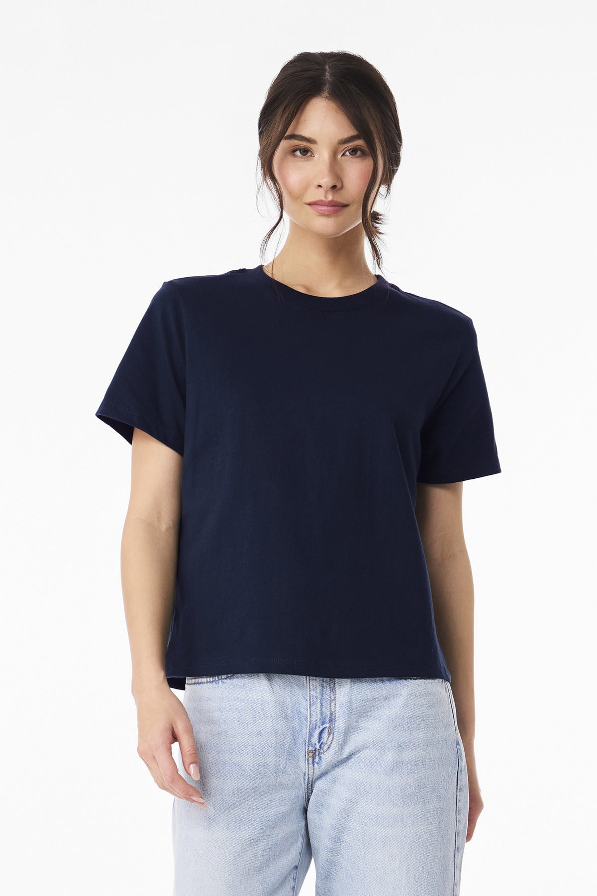 Front View of Navy BELLA+CANVAS Women's 6-Ounce Heavyweight Tee BC6110