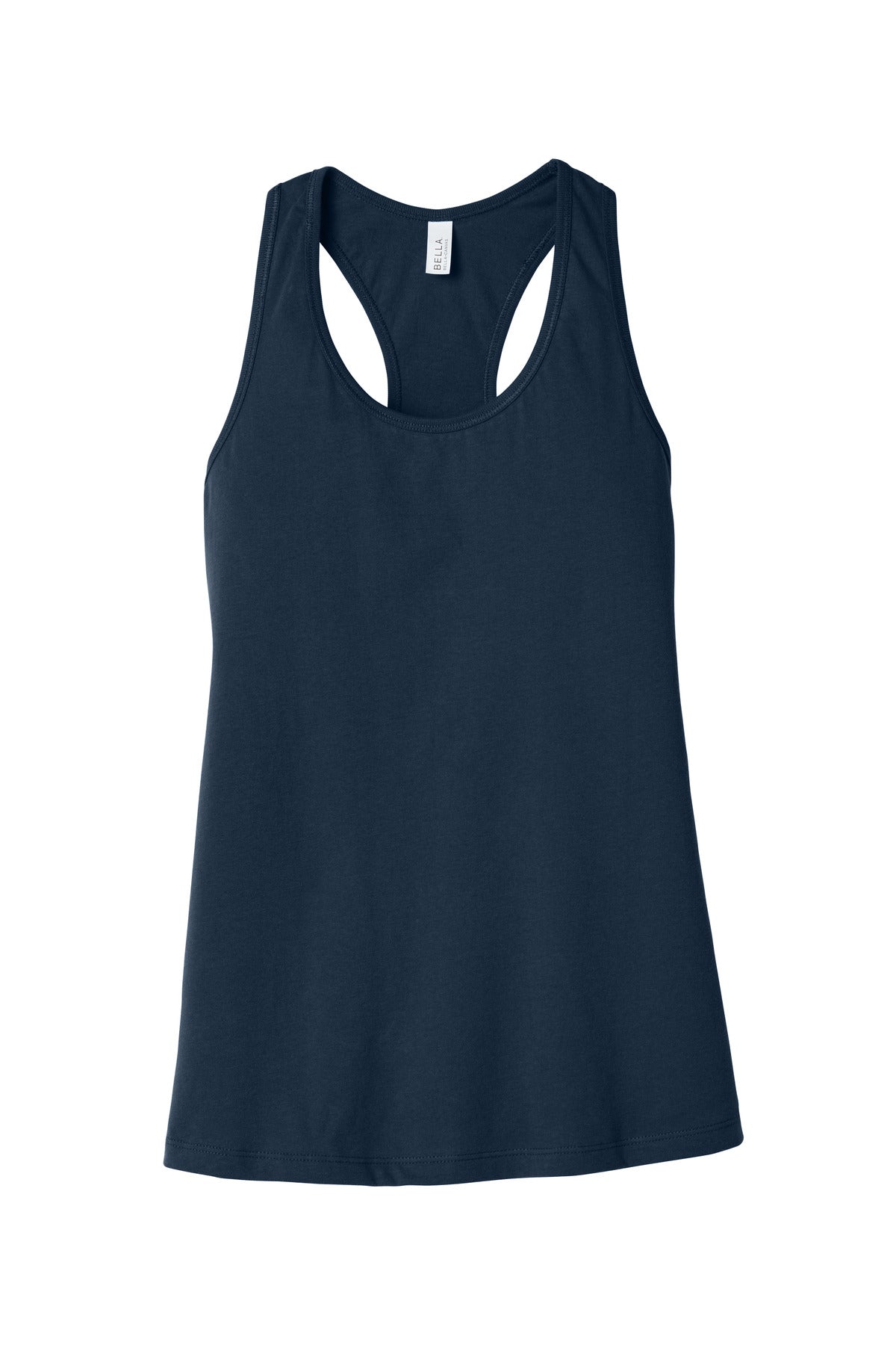 Front View of Navy BELLA+CANVAS Women's Jersey Racerback Tank. BC6008