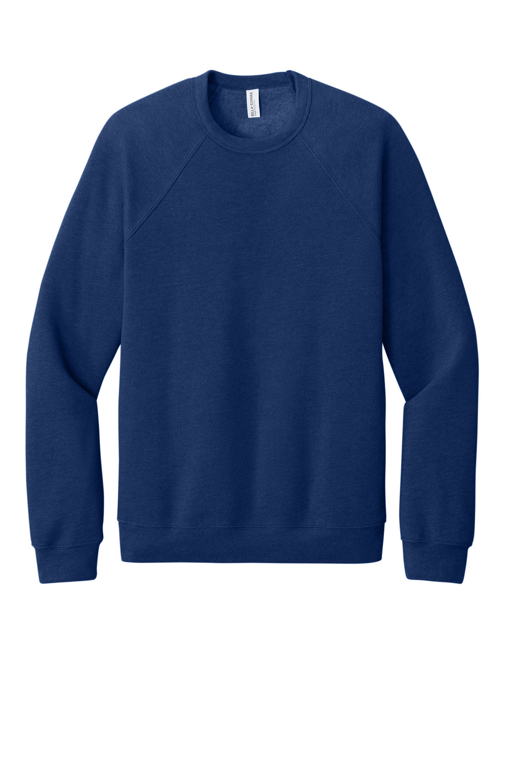 Front View of Navy TB BELLA+CANVAS Unisex Sponge Fleece Raglan Sweatshirt. BC3901