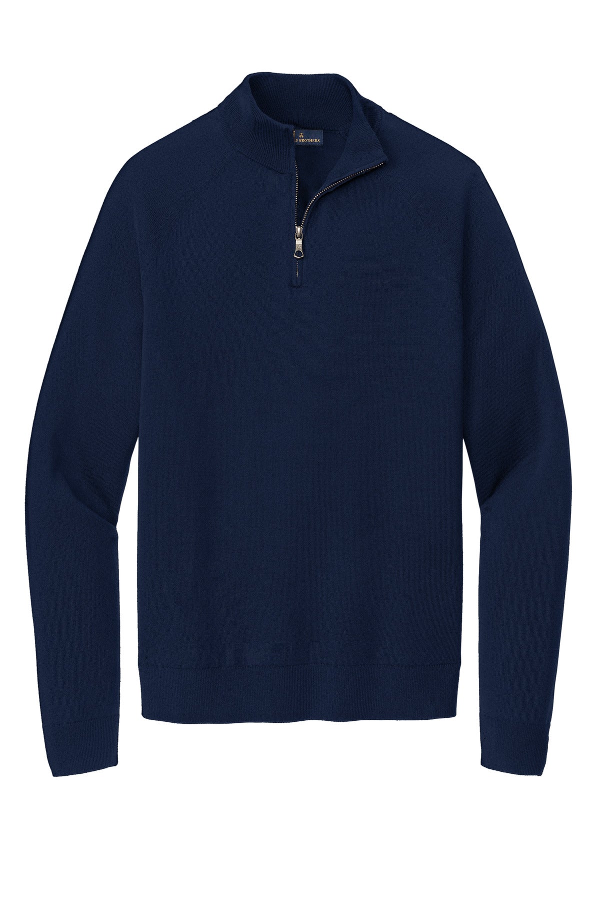 Front View of NavyBlazer Brooks Brothers Cotton Stretch 1/4-Zip Sweater BB18402