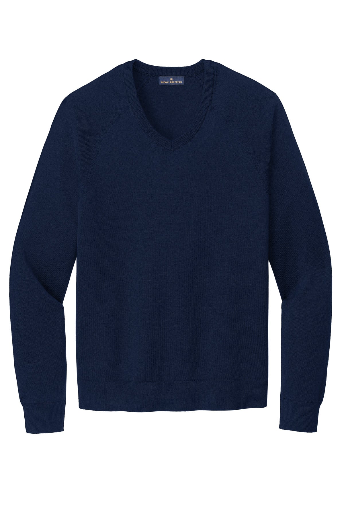 Front View of NavyBlazer Brooks Brothers Cotton Stretch V-Neck Sweater BB18400