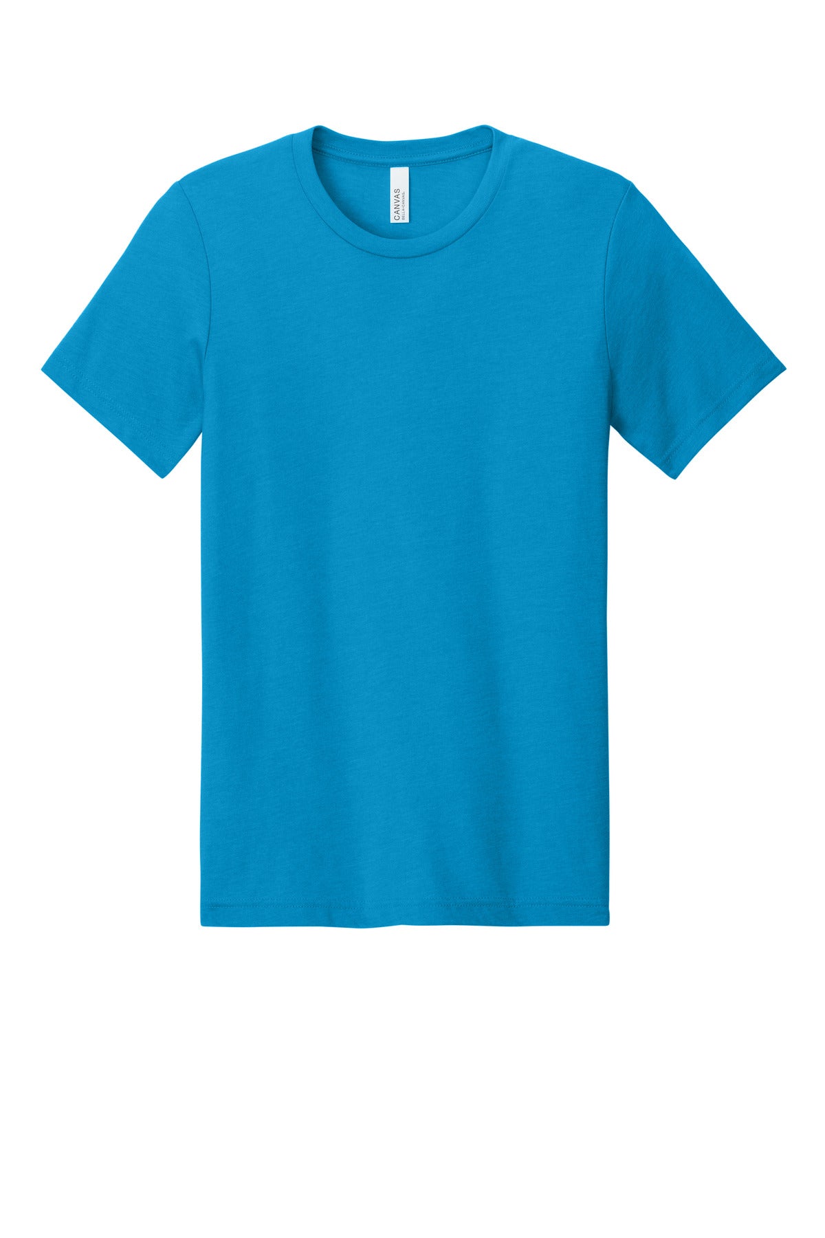 Front View of NeonBlue BELLA+CANVAS Unisex Heather CVC Short Sleeve Tee. BC3001CVC