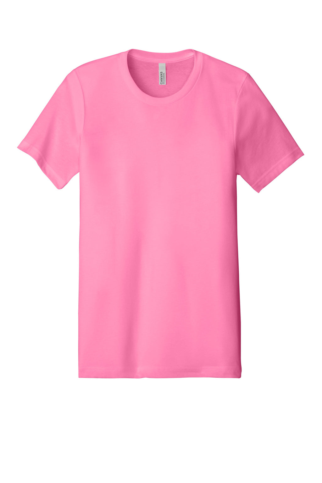 Front View of NeonPink BELLA+CANVAS Unisex Heather CVC Short Sleeve Tee. BC3001CVC