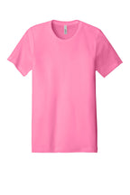 Front View of NeonPink BELLA+CANVAS Unisex Heather CVC Short Sleeve Tee. BC3001CVC