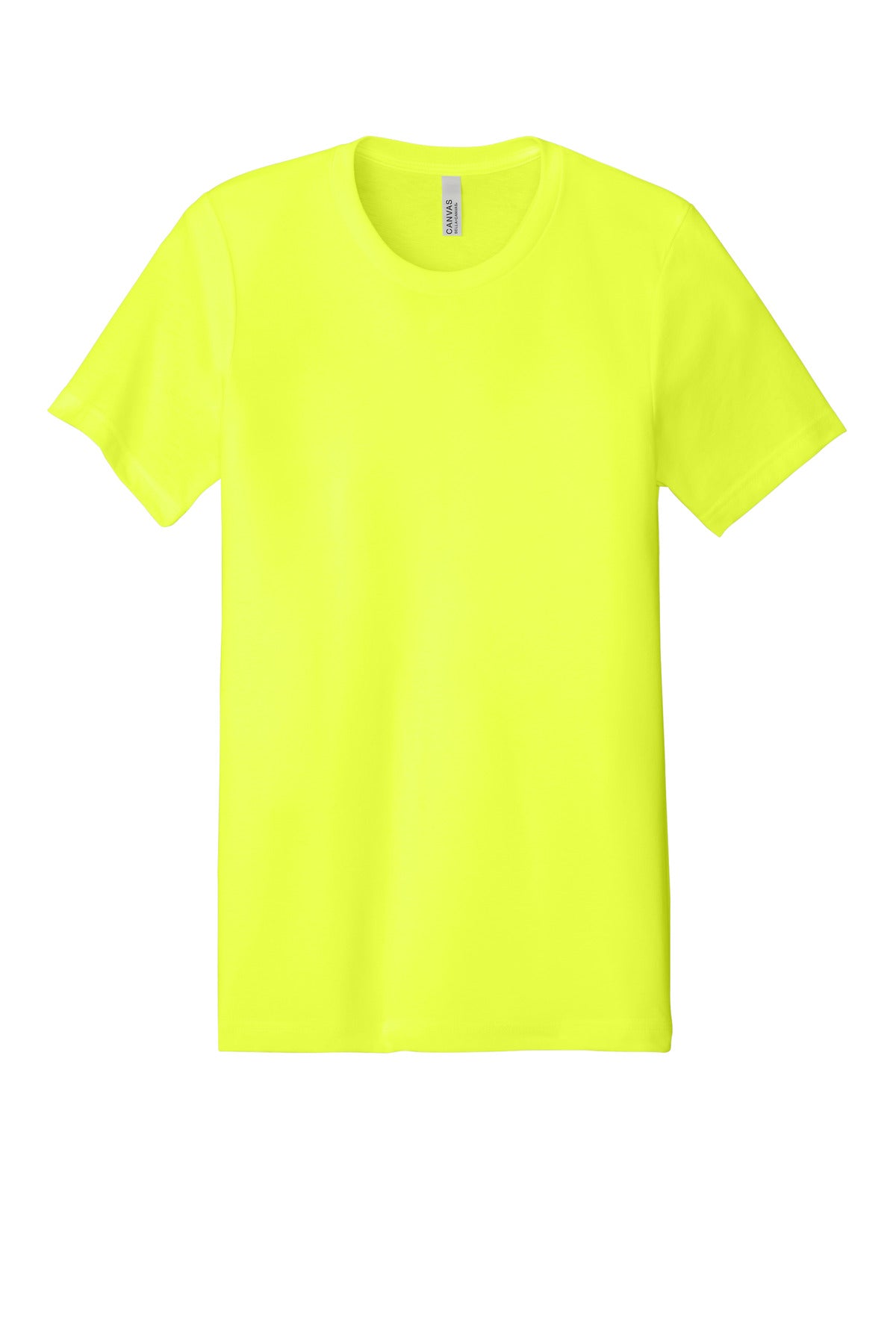 Front View of NeonYellow BELLA+CANVAS Unisex Heather CVC Short Sleeve Tee. BC3001CVC