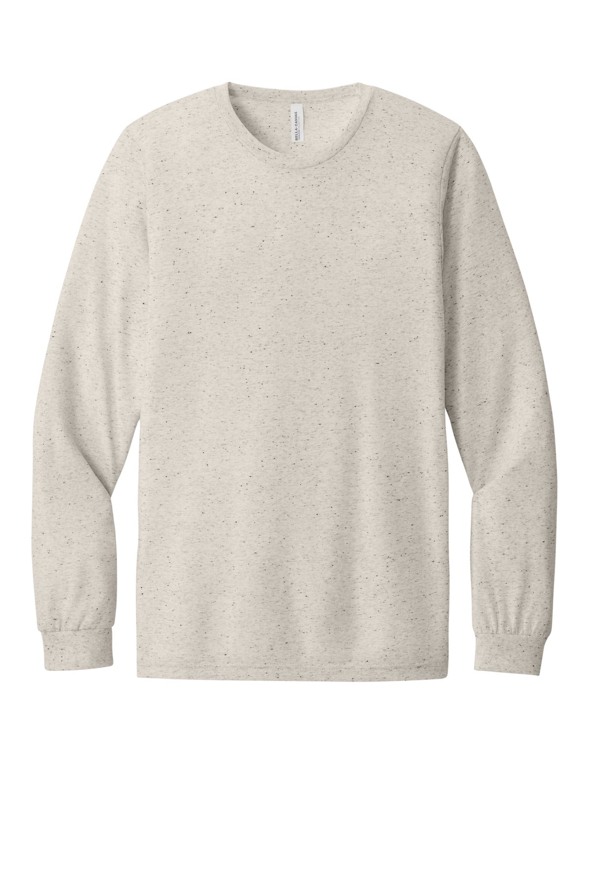 Front View of OatmealTB BELLA+CANVAS Unisex Triblend Long Sleeve Tee BC3513