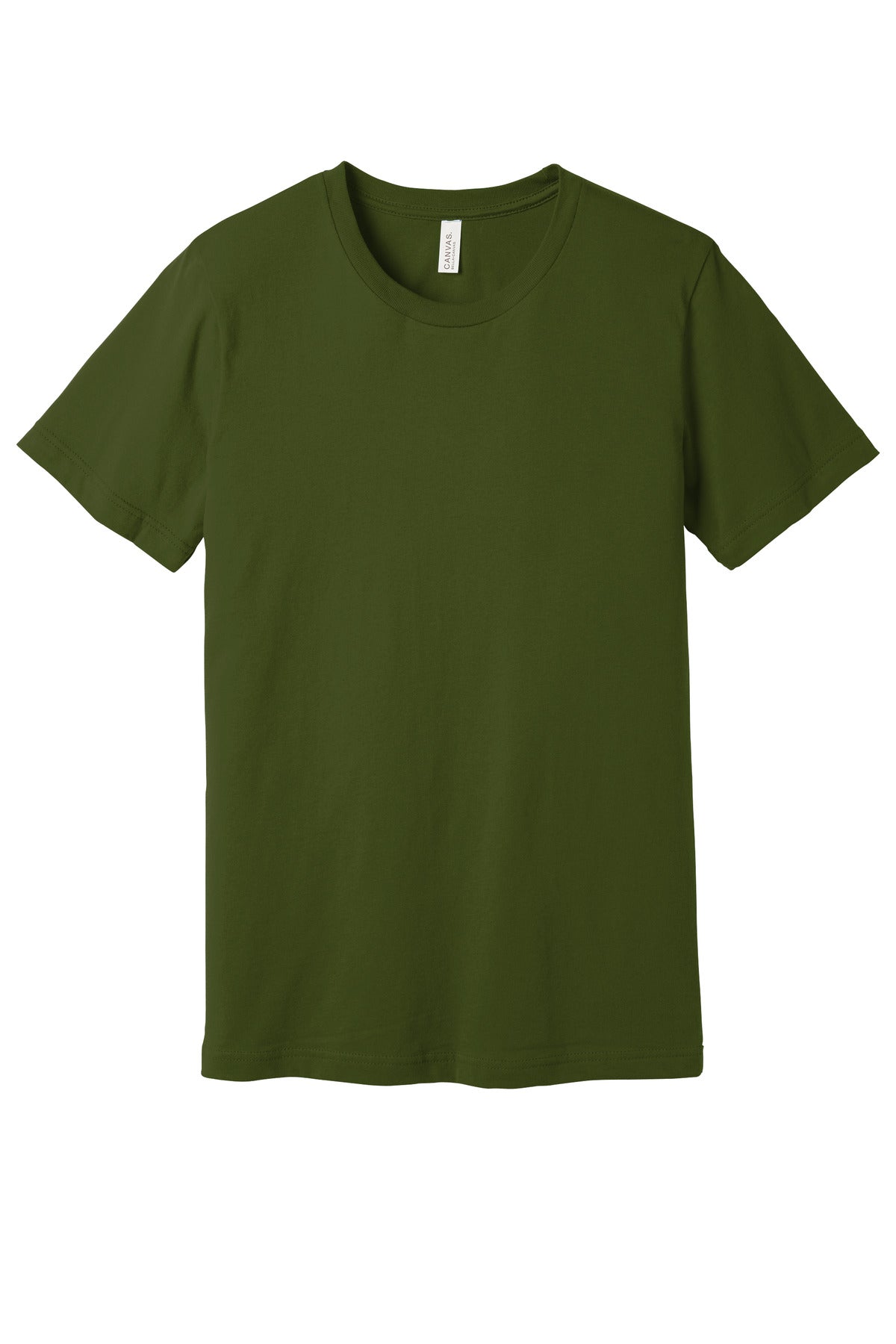 Front View of Olive BELLA+CANVAS Unisex Jersey Short Sleeve Tee. BC3001