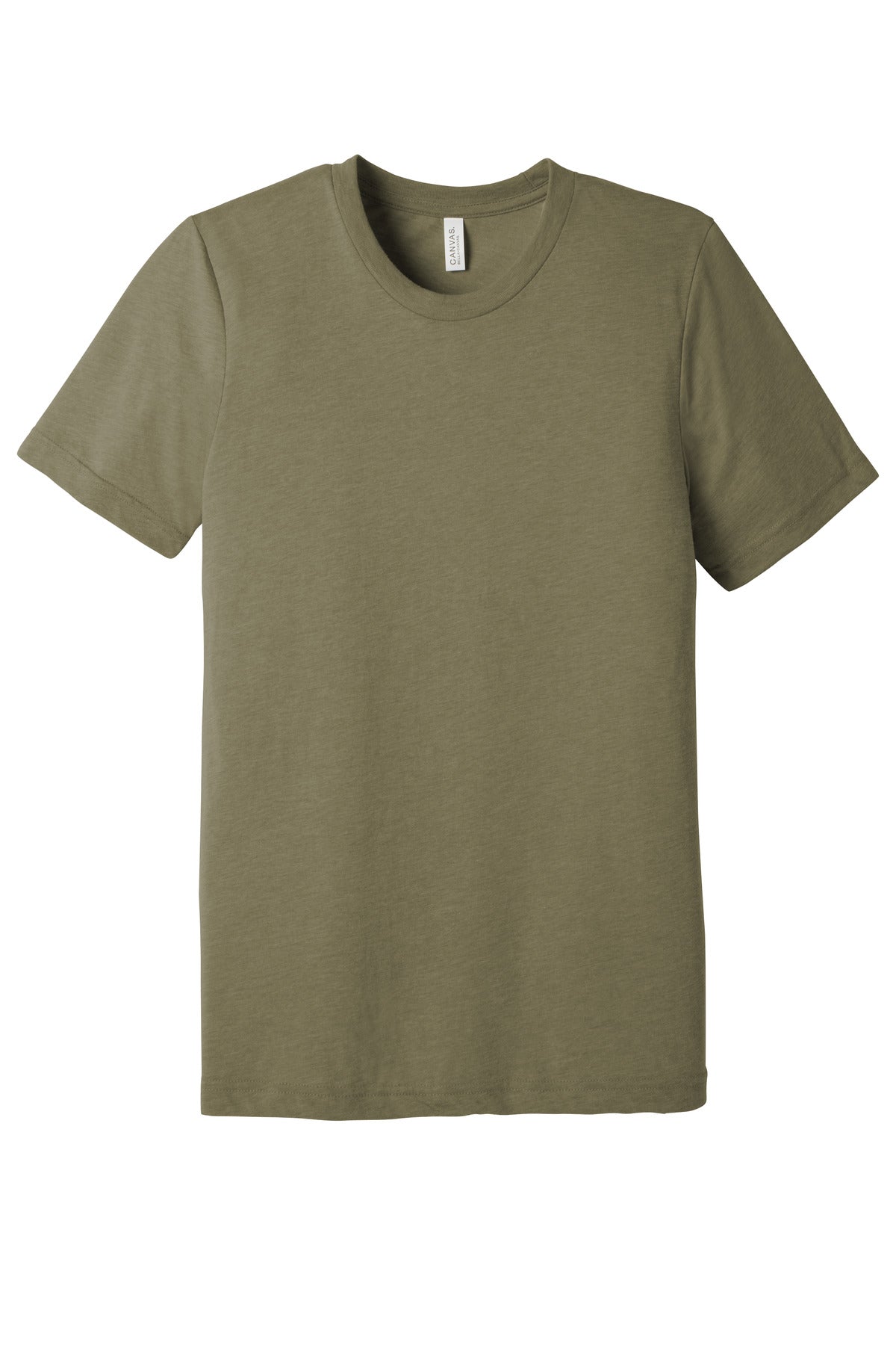 Front View of Olive TB BELLA+CANVAS Unisex Triblend Short Sleeve Tee. BC3413