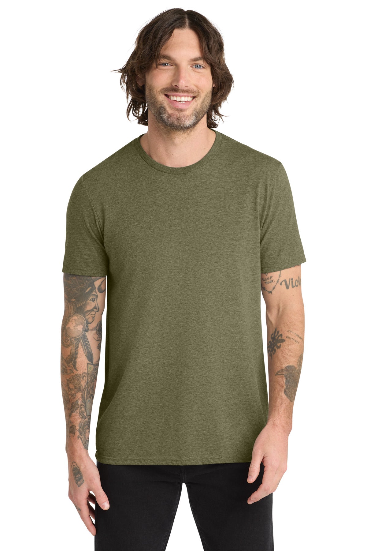 Front View of Olive You Grn Allmade Unisex Tri-Blend Tee AL2004
