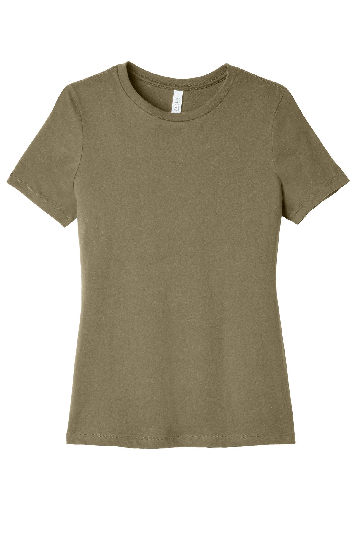 Front View of OliveTB BELLA+CANVAS Women's Relaxed Triblend Tee BC6413