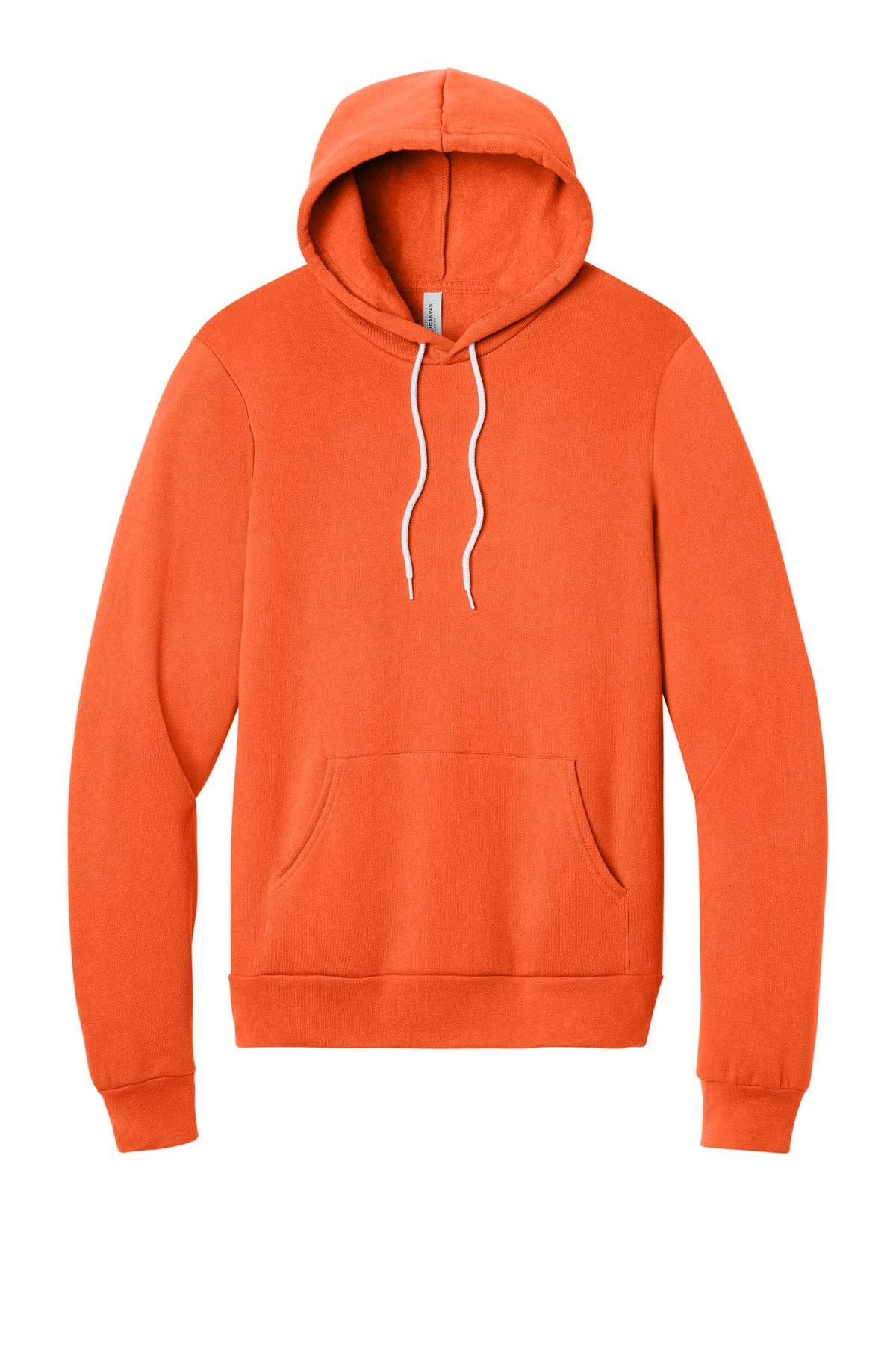 Front View of Orange BELLA+CANVAS Unisex Sponge Fleece Pullover Hoodie. BC3719