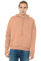 Front View of Peach BELLA+CANVAS Unisex Sponge Fleece Pullover DTM Hoodie. BC3729