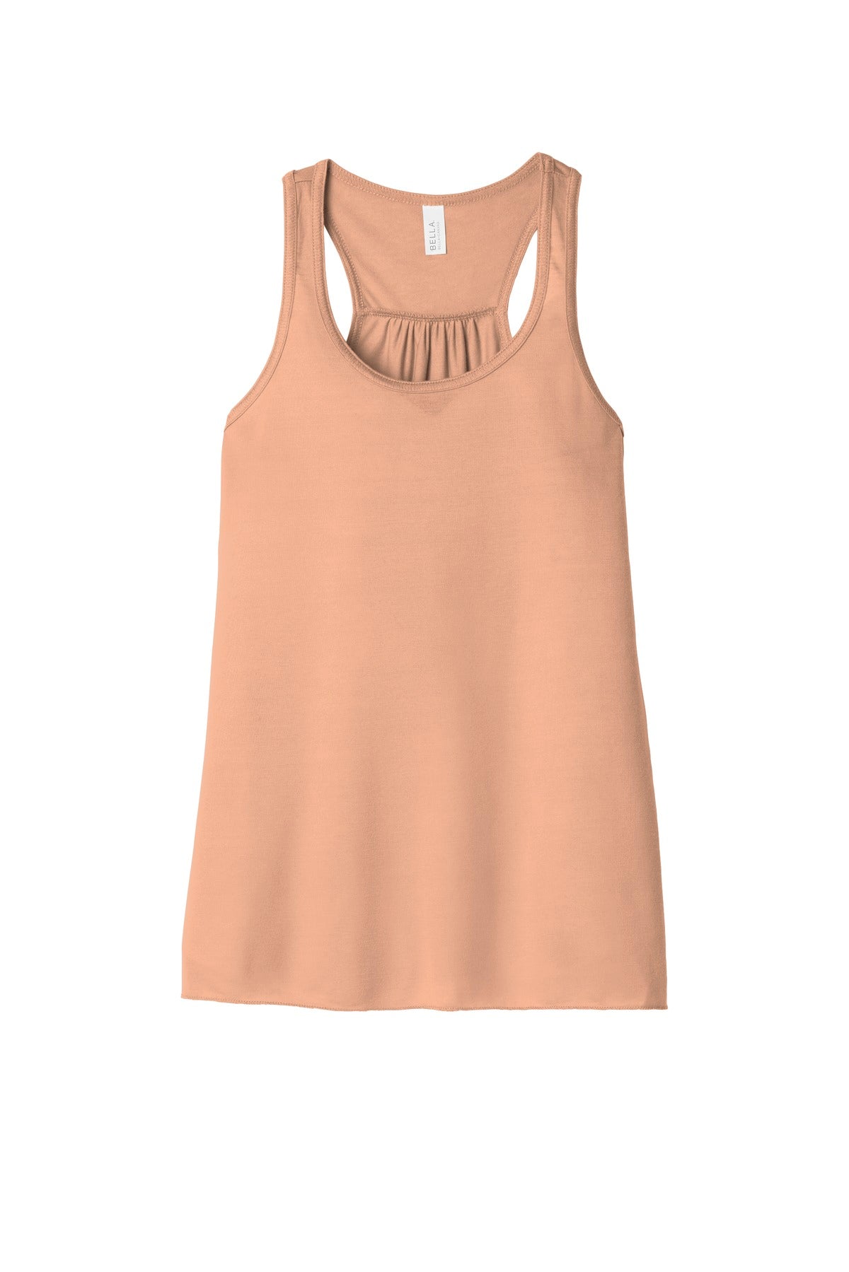 Front View of Peach BELLA+CANVAS Women's Flowy Racerback Tank. BC8800