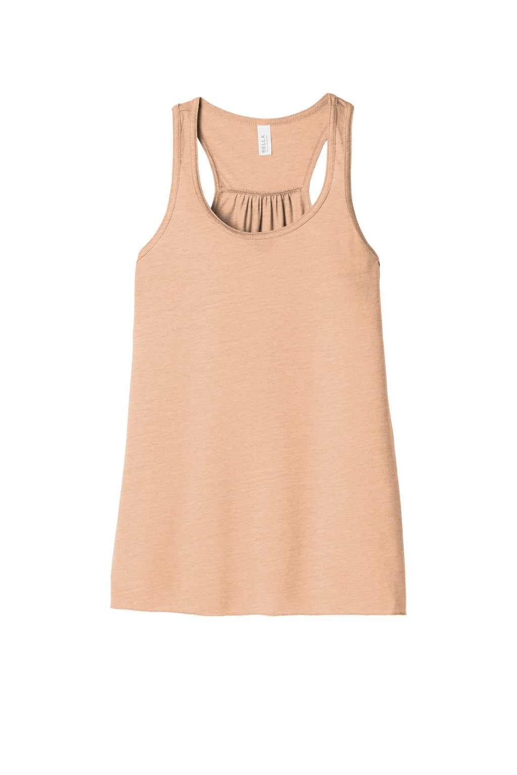 Front View of Peach Slub BELLA+CANVAS Women's Flowy Racerback Tank. BC8800