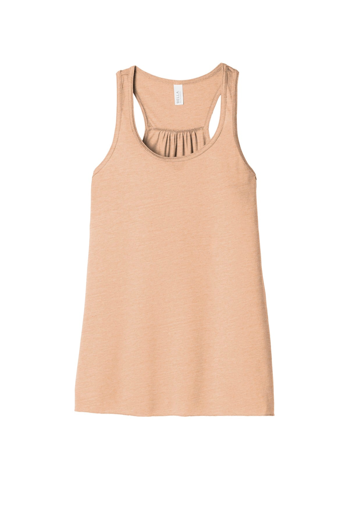 Front View of Peach Slub BELLA+CANVAS Women's Flowy Racerback Tank. BC8800