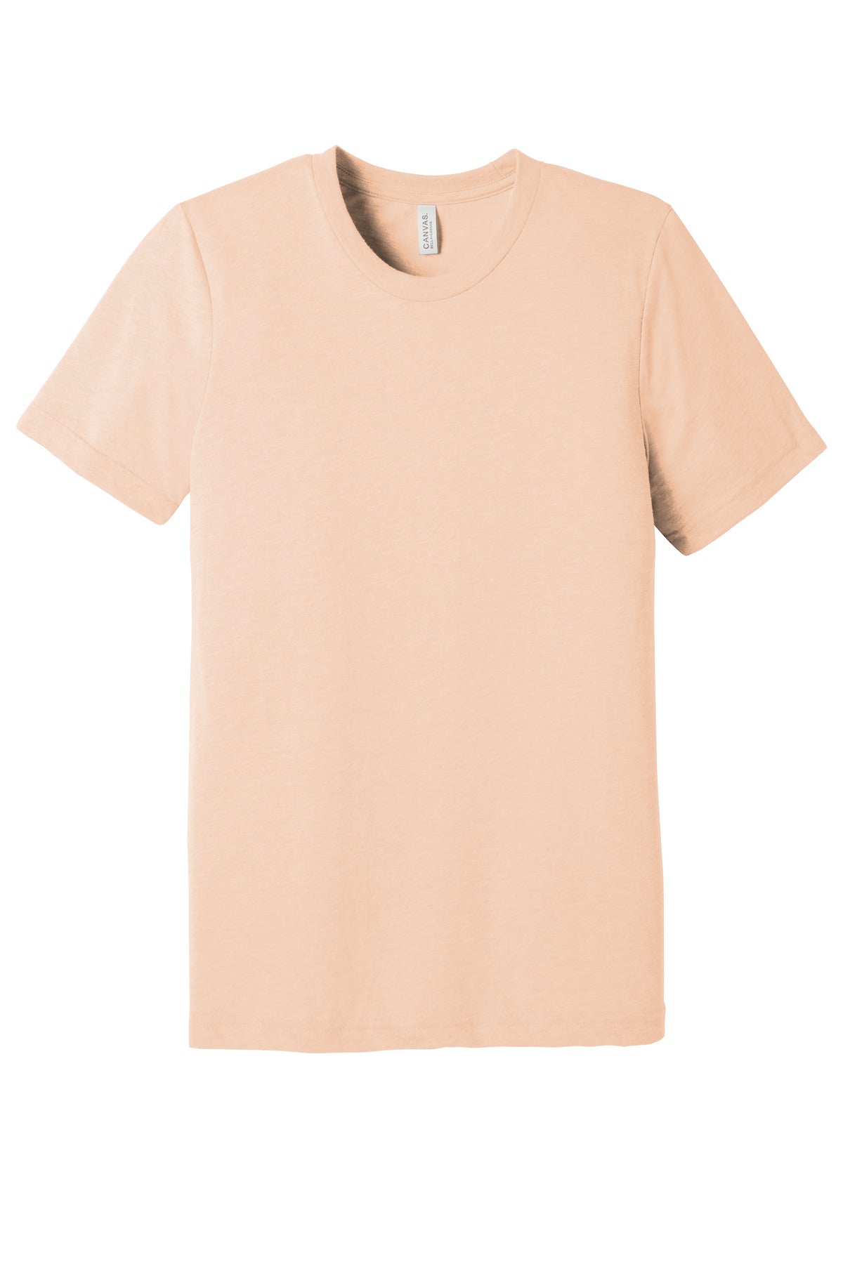 Front View of Peach TB BELLA+CANVAS Unisex Triblend Short Sleeve Tee. BC3413