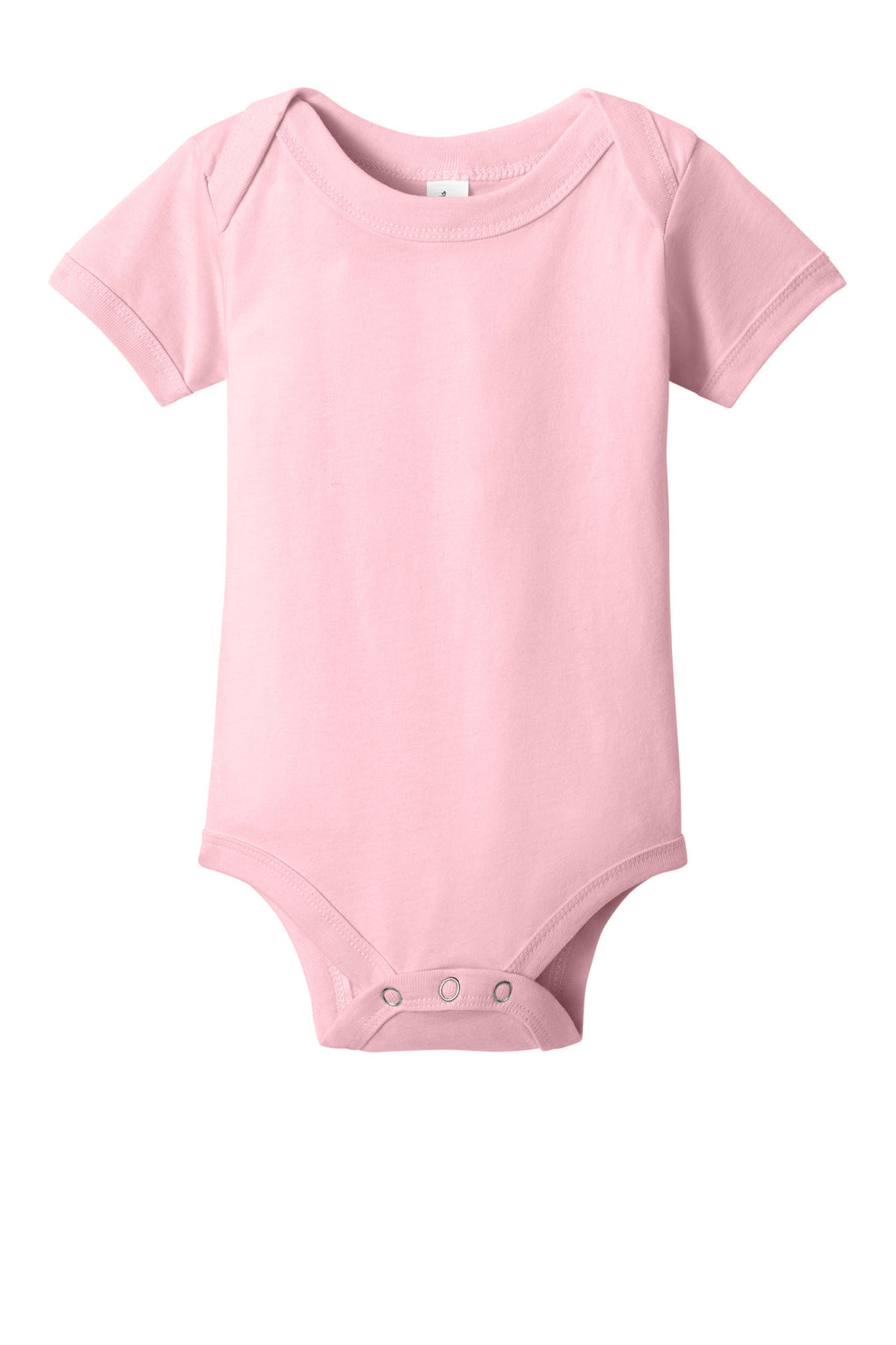 Front View of Pink BELLA+CANVAS Infant Jersey Short Sleeve One Piece BC100B