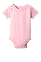 Front View of Pink BELLA+CANVAS Infant Jersey Short Sleeve One Piece BC100B