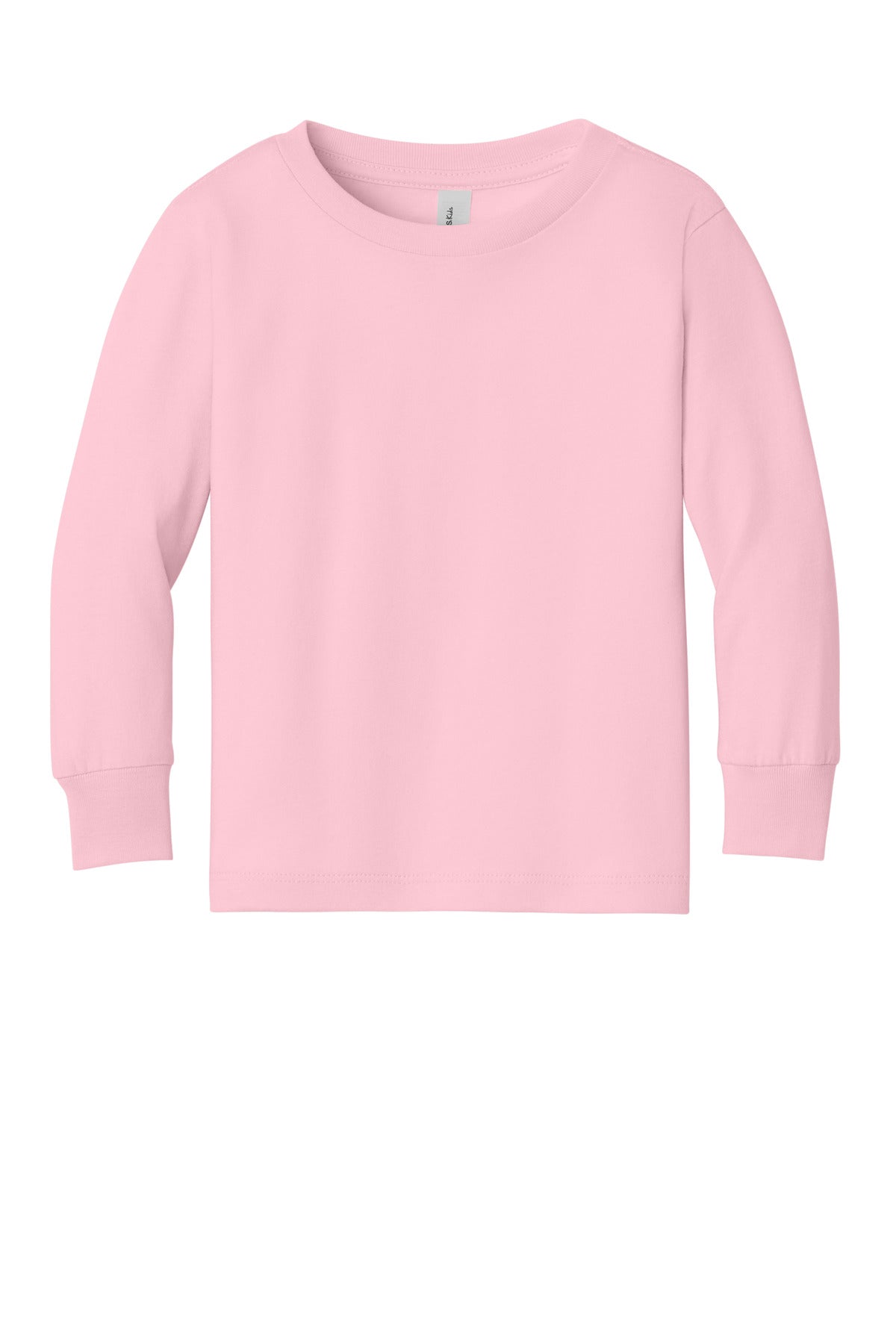 Front View of Pink BELLA+CANVAS Toddler Jersey Long Sleeve Tee BC3501T