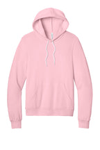 Front View of Pink BELLA+CANVAS Unisex Sponge Fleece Pullover Hoodie. BC3719