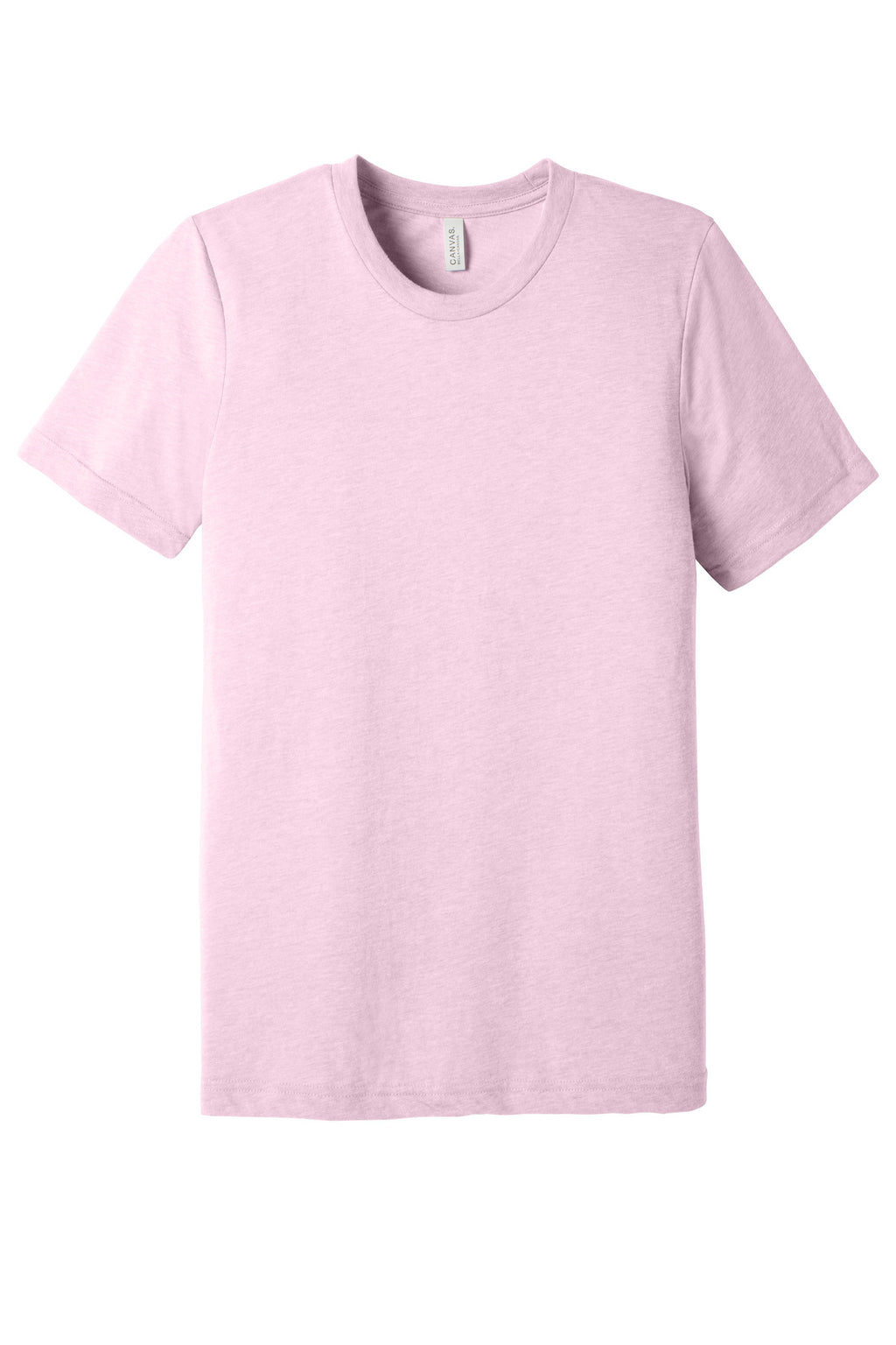 Front View of PinkTB BELLA+CANVAS Unisex Triblend Short Sleeve Tee. BC3413