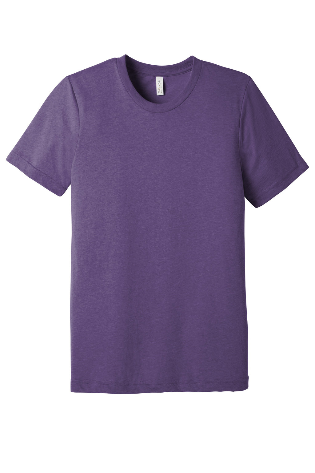 Front View of Purple TB BELLA+CANVAS Unisex Triblend Short Sleeve Tee. BC3413